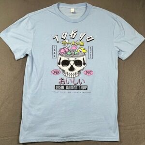 Tokyo Oishi Ramen Shop‎ T-Shirt Skull Graphic Print Short Sleeve Top L